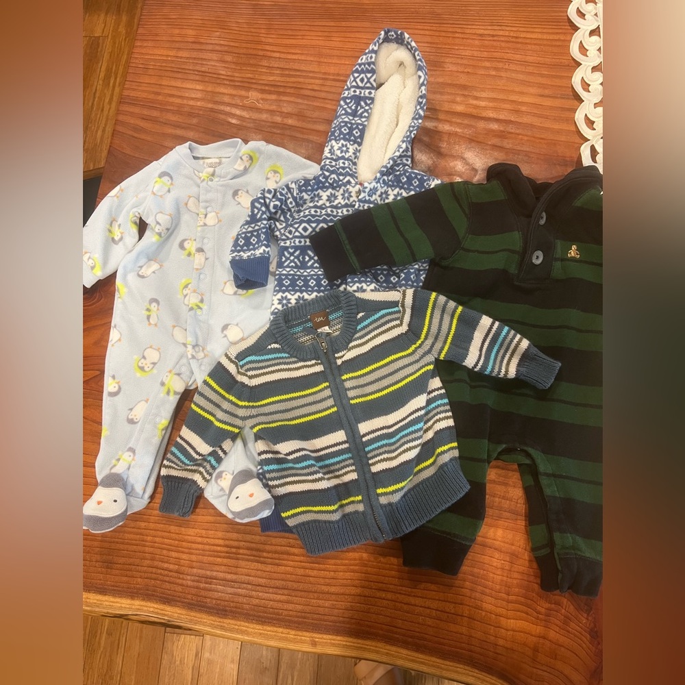 Baby Bundle 3-6 Months Carter’s Jumper hooded Fleece, Tea Cardigan,  (4 Items)